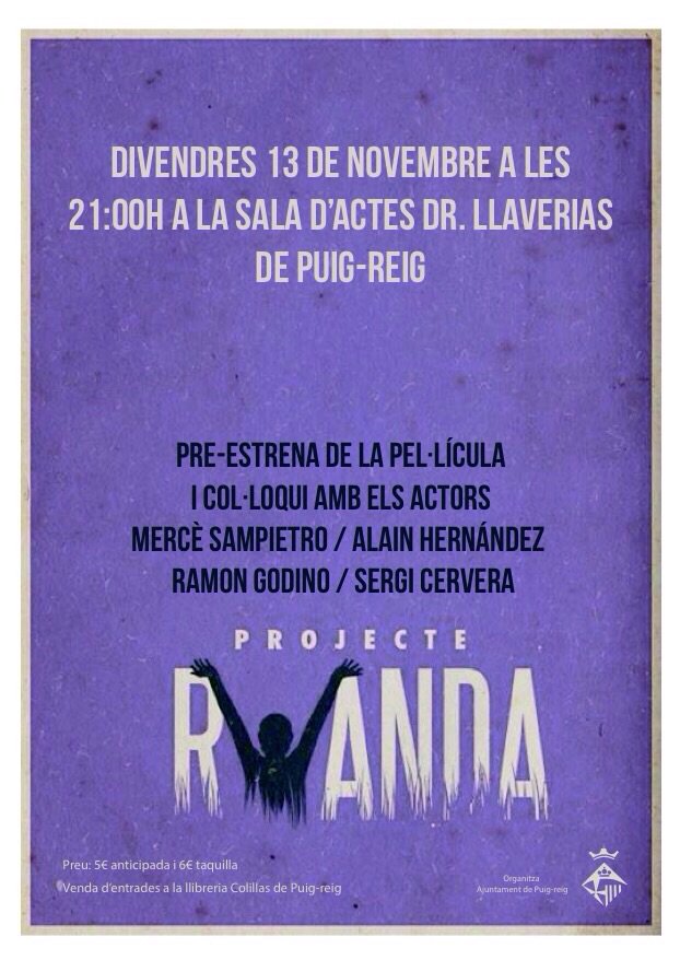 petardet's tweet photo. Avui a les 9 del vespre #ProjecteRwanda a #PuigReig amb el gran @Sergi_Cervera no hi falteu! https://t.co/S413BO6VEa