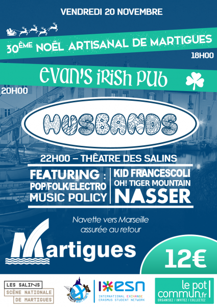 ESN_Mars's tweet photo. Vendredi 20 nov., déplacement à #Martigues pour son 30ème Noël Artisanal + Concert de The Husbands au @LesSalinsSn. https://t.co/us8Wu715Fe