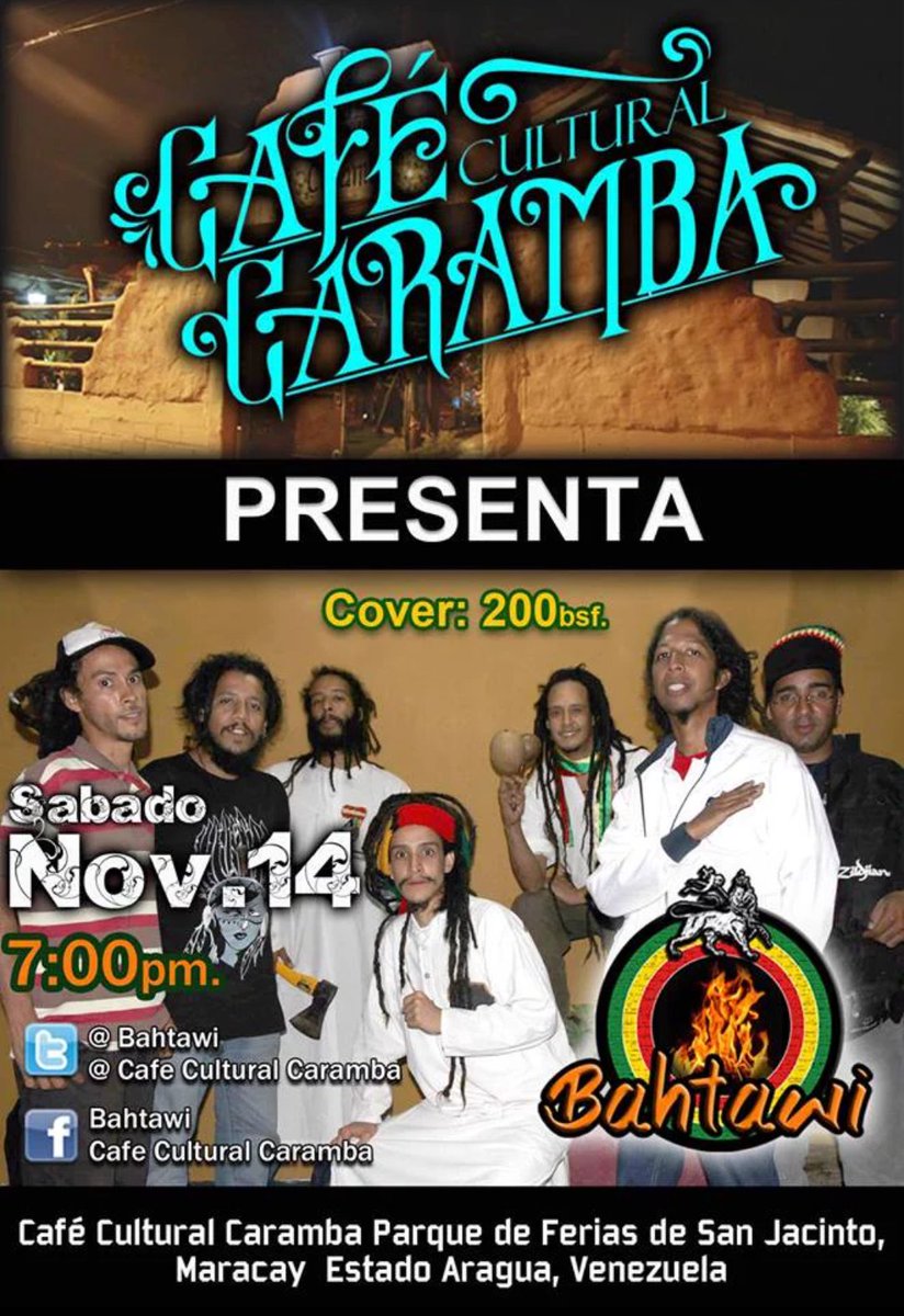 Caramber@s te esperamos este Sábado el Reggae llega de la mano de los hermanos de <a href="/Bahtawi/">Bahtawi</a> excelente propuesta...