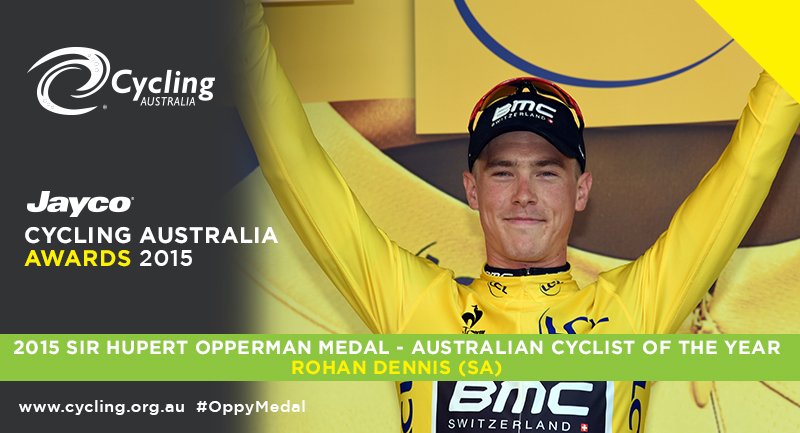 AusCycling (@auscycling) on Twitter photo Congratulations <a href="/RohanDennis/">Dumb Niqqa🦅</a> 2015 Australian Cyclist of the Year #OppyMedal #AussieCycling Congratulations <a href="/RohanDennis/">Dumb Niqqa🦅</a> 2015 Australian Cyclist of the Year #OppyMedal #AussieCycling