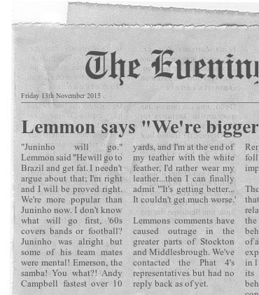 phat_tyrtles's tweet photo. Harry Lemmon quoted... "We're more popular than Juninho." https://t.co/IeuuSnPb2X