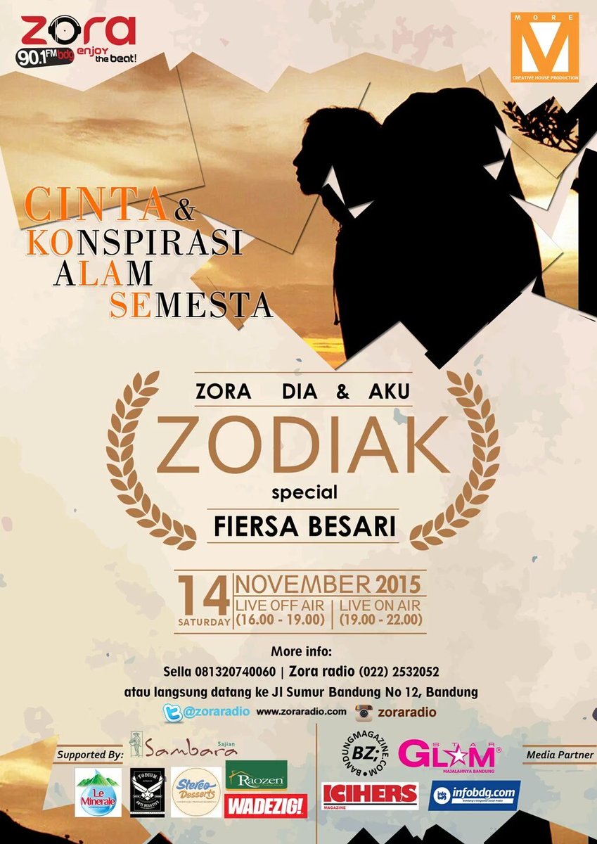 Esok, bawa pulang 'Konspirasi Alam Semesta' sekaligus bersua di @zoraradio. Kita foto bersama sekaligus berdendang