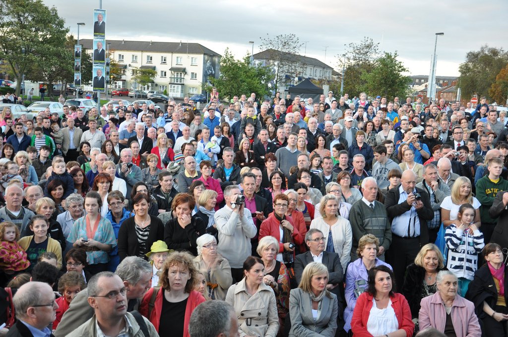 Crowd at launch of @M_McGuinness_SF presidential campaign in Derry #extendthevote @BarryMcElduff @BBCTalkback