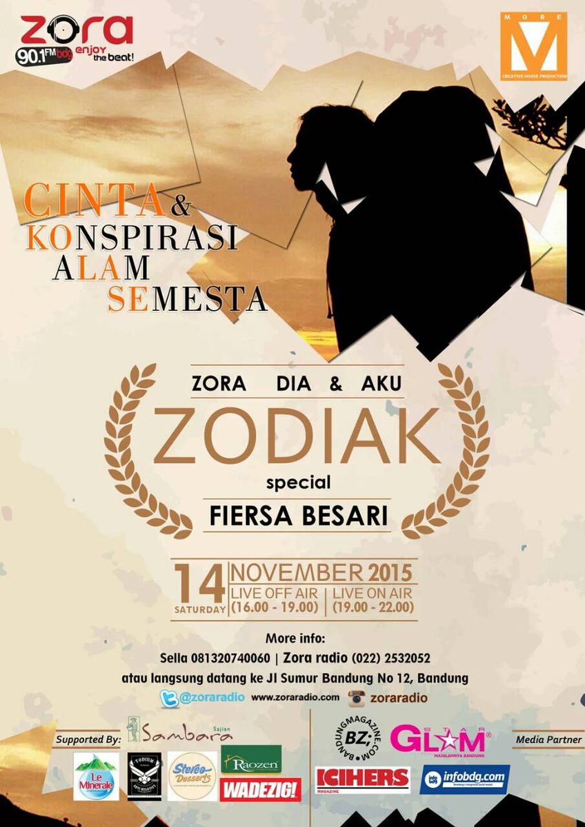 Esok, bawa pulang 'Konspirasi Alam Semesta' sekaligus bersua di @zoraradio . Kita foto bersama sekaligus berdendang.