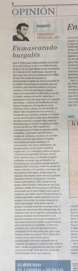 El enmascarado burgalés <a href="/burgosconecta/">BURGOSconecta</a> <a href="/burgos_mask/">Burgalés Enmascarado</a> <a href="/DiarioCyLMundo/">Diario de Castilla y León</a>