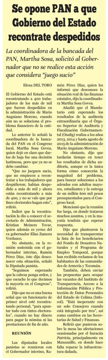 j_jesus_fuentes's tweet photo. Se oponen @DIPUTADOSPANCOL  y @CDEPANColima a recontratación de burócratas; es "juego sucio", aduce @martha_sosa1 https://t.co/8FVPfvdz3d