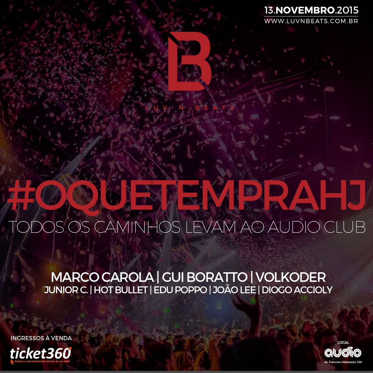 É hoje! Finalmente chegou a hora de se jogar com força na melhor noite de #Techno do ano! Welcome to #LuvSP!