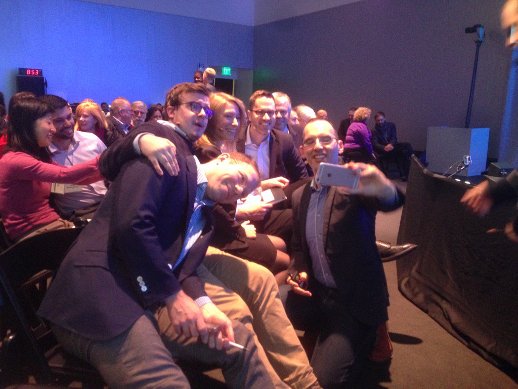 rccchin's tweet image. Picture of Tim Papandreou taking selfie during his intro @disruptmobility #dmo2015 @MITCities #mitcities
