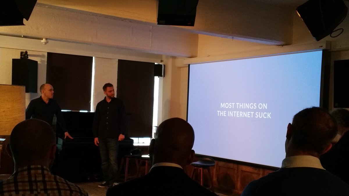 SoftwireUK's tweet photo. Next up is @wiscombe from Maido explaining there's a lot of shoddy design on the Internet. #designanddeliver https://t.co/oemyeJPbT7