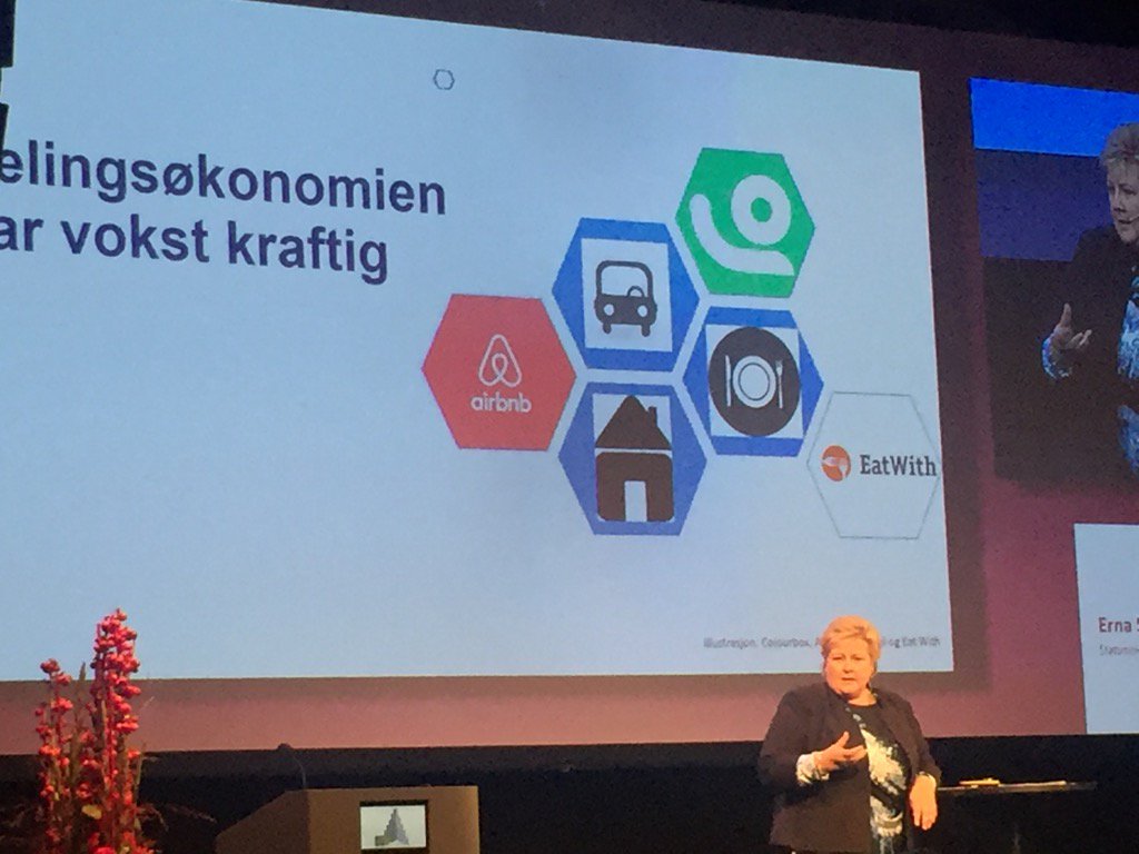 Flott selskap @NabobilNorge når statsministeren nevner to eks. på delingsøkonomien <a href="/ETH84/">Even Heggernes</a> @KolonialKarl <a href="/tveraabak/">Jacob Tveraabak</a>