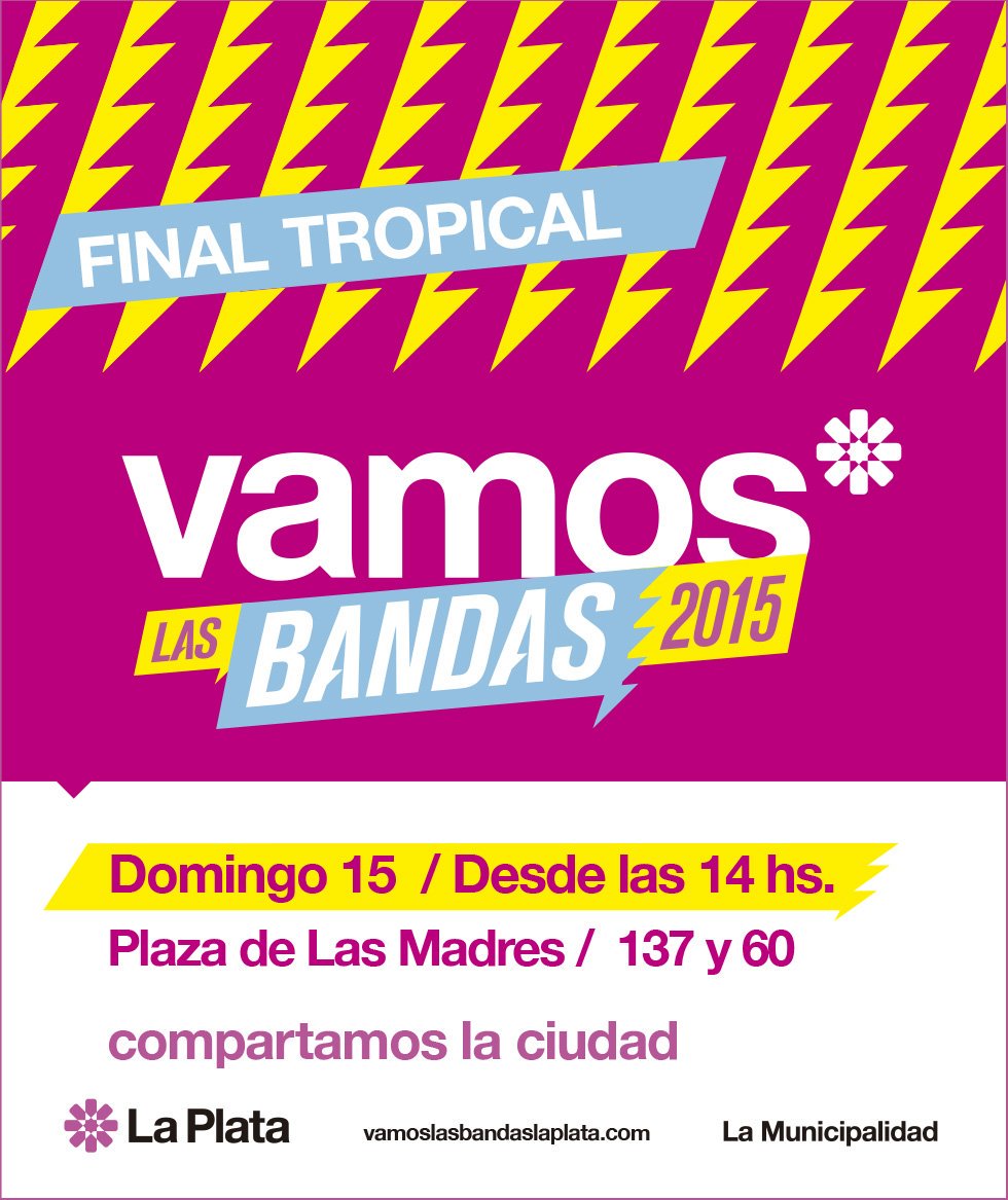 VamosBandasMLP's tweet photo. Este domingo 15/11 veni a disfrutar de la #FinalTropical en la Pza. de las Madres (137y60) Los Hornos,desde las 14hs https://t.co/bXTwDRlaeJ