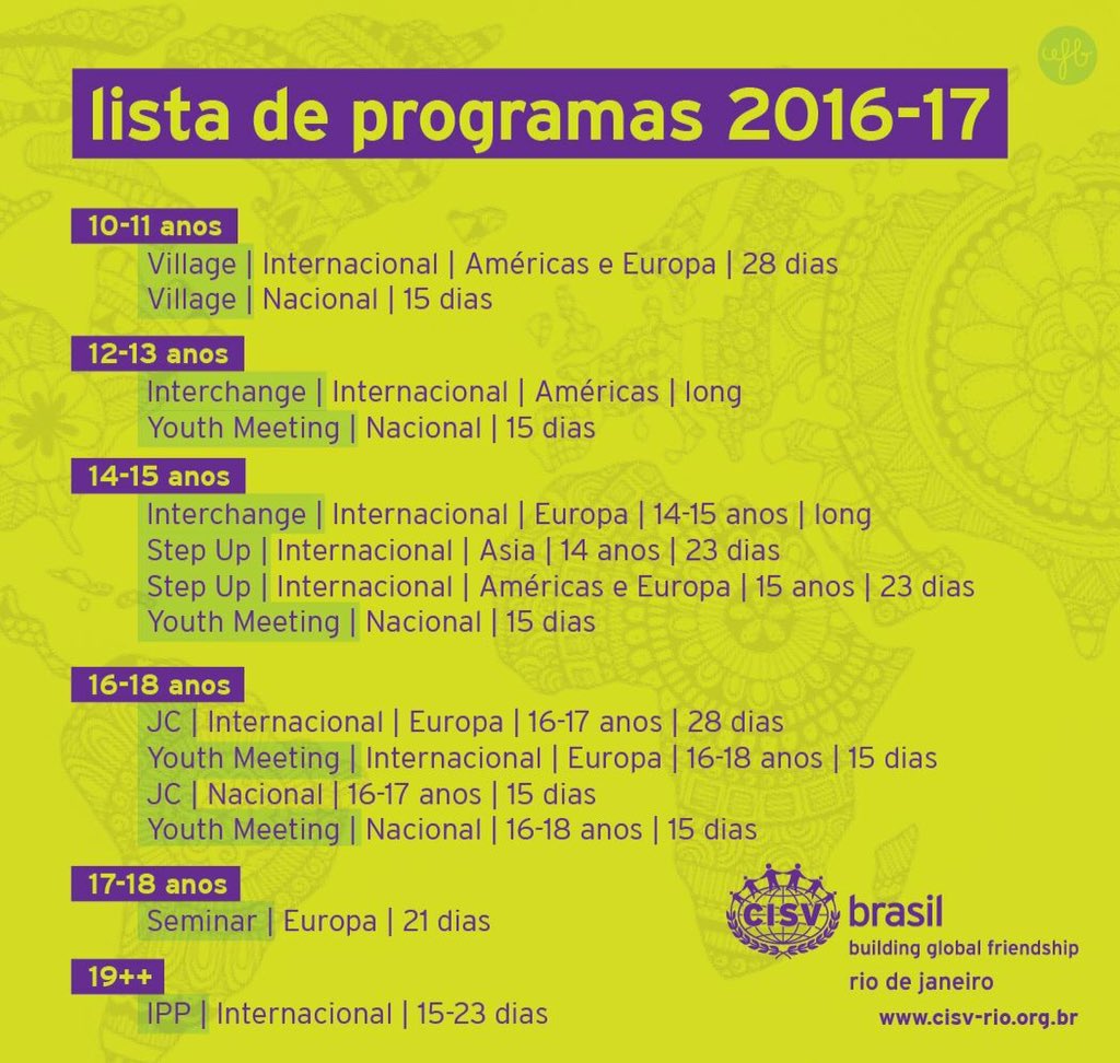 cisvrio's tweet photo. Já viu a lista de programas do #CISVRio para o próximo ano? 

Inscrições pelo site https://t.co/AF8gp5qqAy https://t.co/RwUpeDLX9d