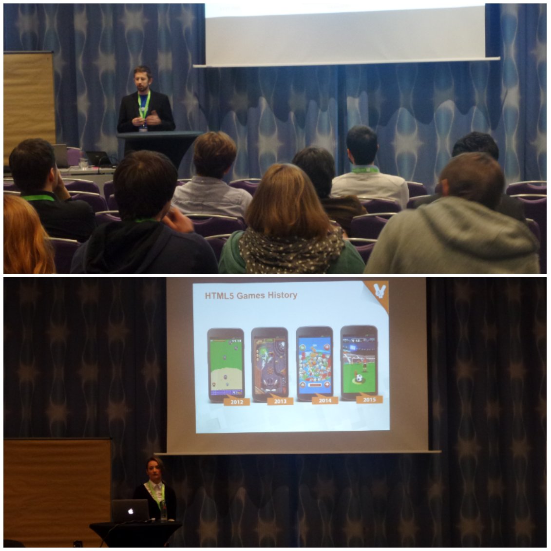 bgfcon's tweet photo. In full swing: "HTML5 Games in 2015" with Olga Wese and "Advanced Game Metrics" with Thomas Kochan! #bgf #bgf2015 https://t.co/fRI7mBjnx4