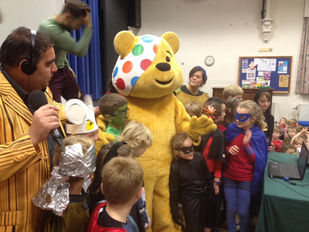 Look at who came into assembly today! #childreninneed