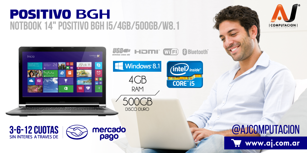 ajcomputacion's tweet photo. :D ¡Hora de cambiar la Notebook! @PositivoBGH i5 RAM4GB 500GB! 👉 https://t.co/gVZdAjVKGO 🎁 https://t.co/GntFzOReIy https://t.co/uxfCg0LJUa