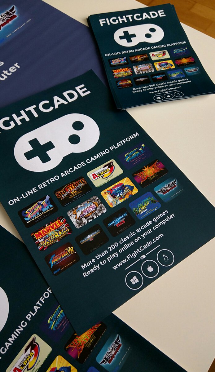 Posters and flyers ready for <a href="/RetroBarcelona/">RetroBarcelona</a> tomorrow! Come and say 'hi' to #FightCade crew in the 2XBCN stand! :)