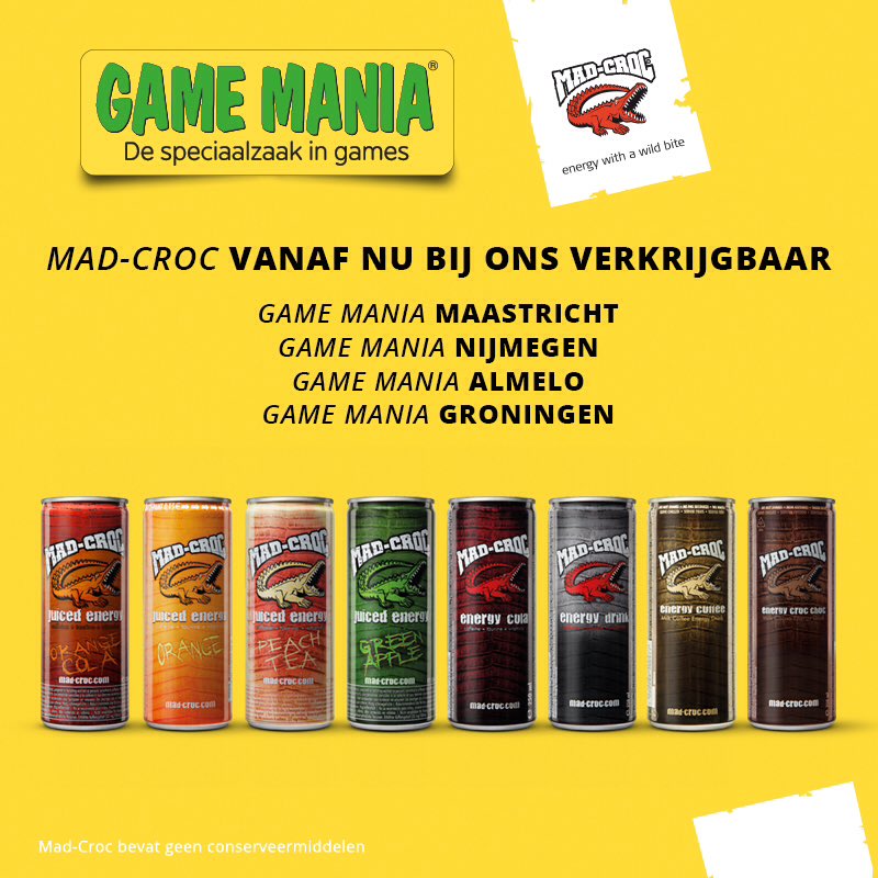 Ook bij deze @GameManiaNLD filialen zijn alle #madcroc smaken gekoeld verkrijgbaar! #energydrink #weekend #gamemania