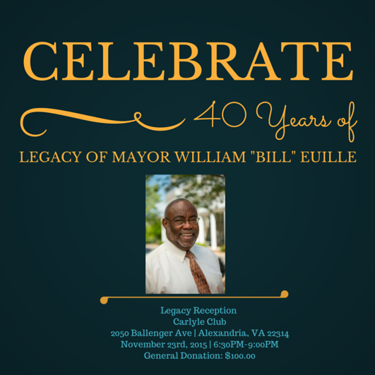 BillEuille's tweet photo. Celebrate Bill Euille's 40 years of service by attending his legacy reception! RSVP: https://t.co/xnXxNcODb2 https://t.co/tS8ZP5mybg