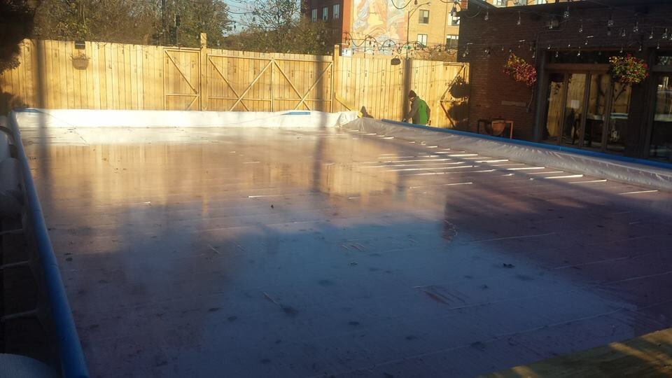 IronSleek's tweet photo. 1" of ice, 1" to go and it is still in the 50's during the day! Refrigeration!Kaiser curling rink is almost ready! https://t.co/oRpILOqFgu