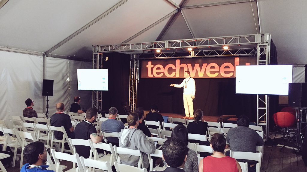 bryanlanders's tweet image. &quot;Where design meets product strategy&quot; The excellent @destraynor at #TechweekLA.