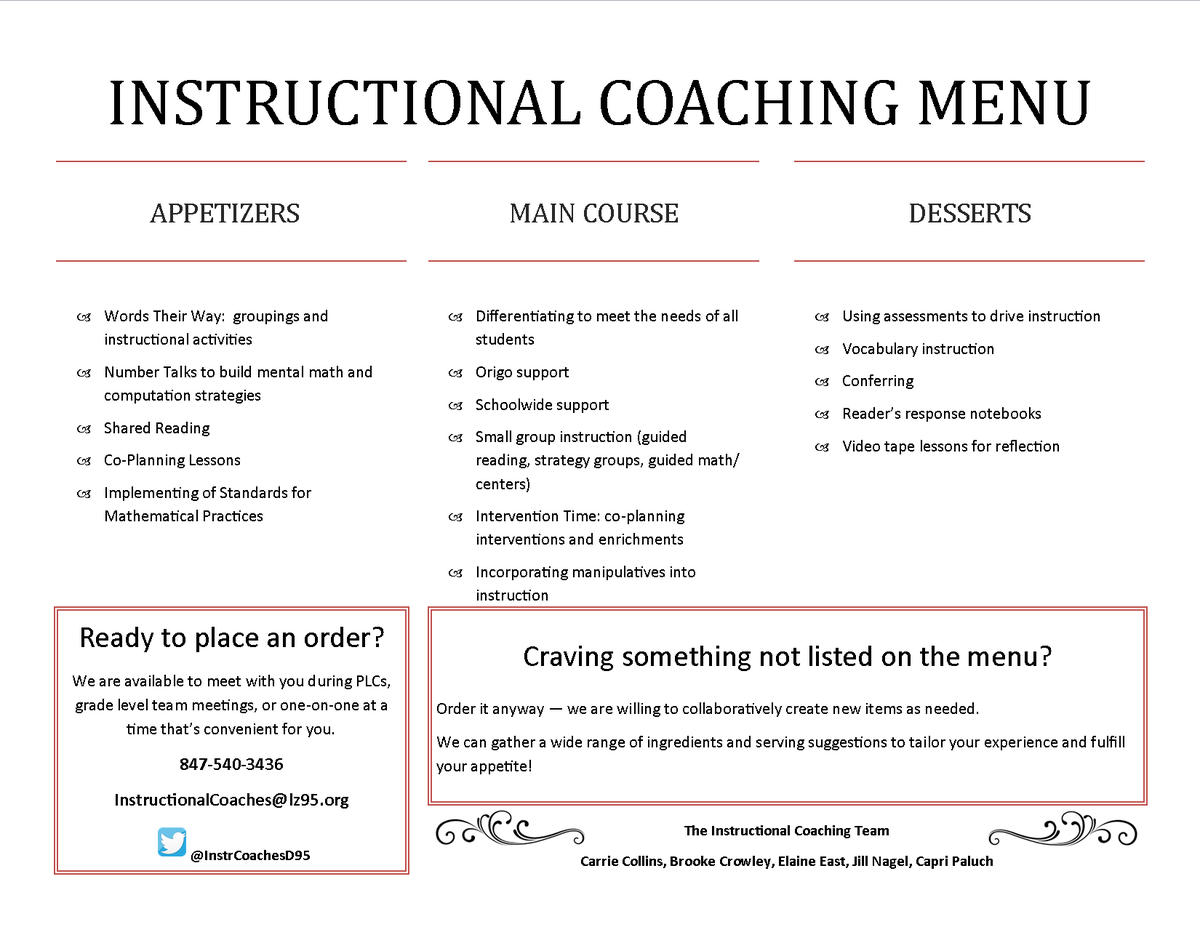 Have an educational craving? Order from the Instructional Coaching Menu!