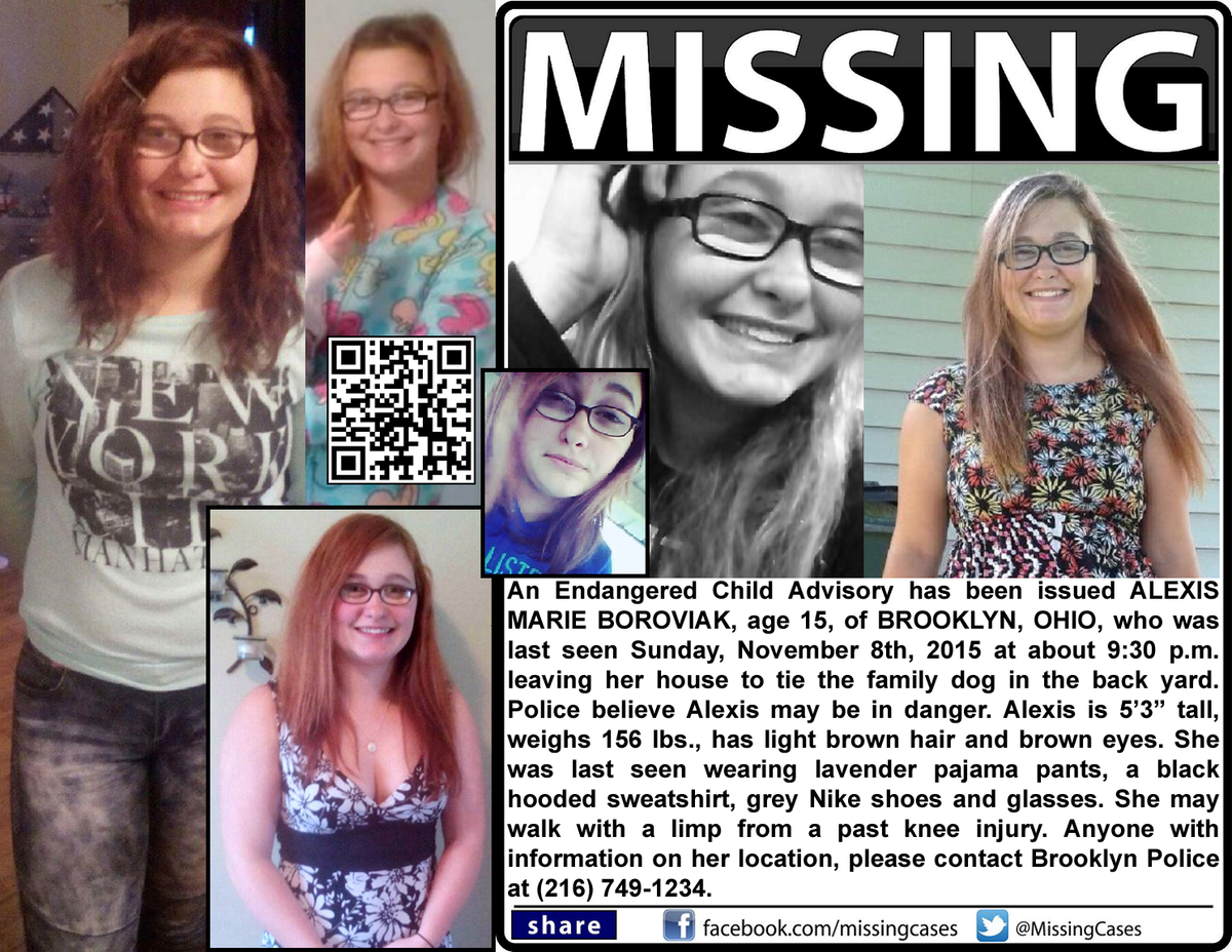 MissingCases's tweet photo. RT #FindAlexis #AlexisBoroviak #missing #BROOKLYN #OHIO #OH https://t.co/MvDZv50COz https://t.co/l3FtNtKvdU