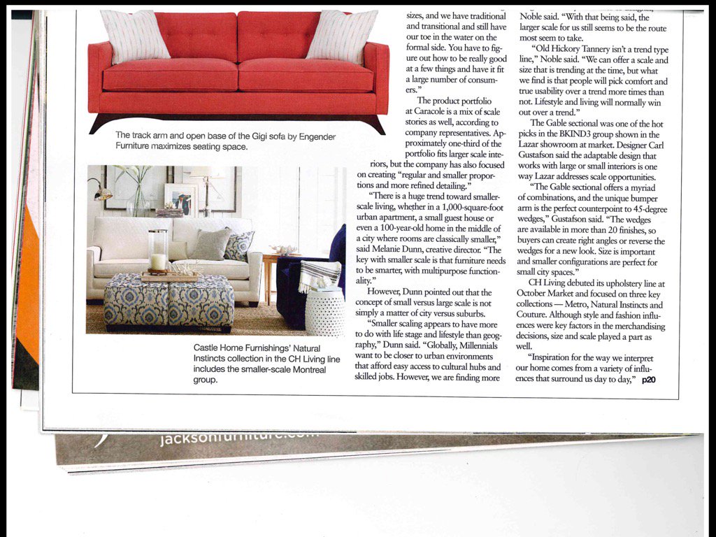 BKIND3's tweet photo. Power of Upholstery go new Gable @BKIND3 @LuvLazar photo+quote in @FurnitureToday thx @SFCouncil go green https://t.co/kLcm55hH6h