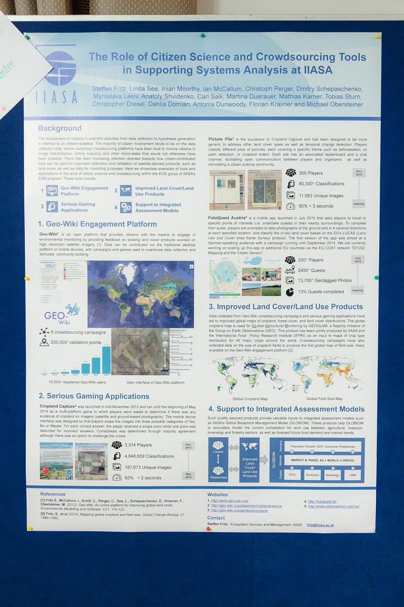 IIASAVienna's tweet photo. 2nd place tie for overall poster winners: @LindaMSee and Amandine Pastor #SystemsAnalysis15 https://t.co/jxDpAXEB2V