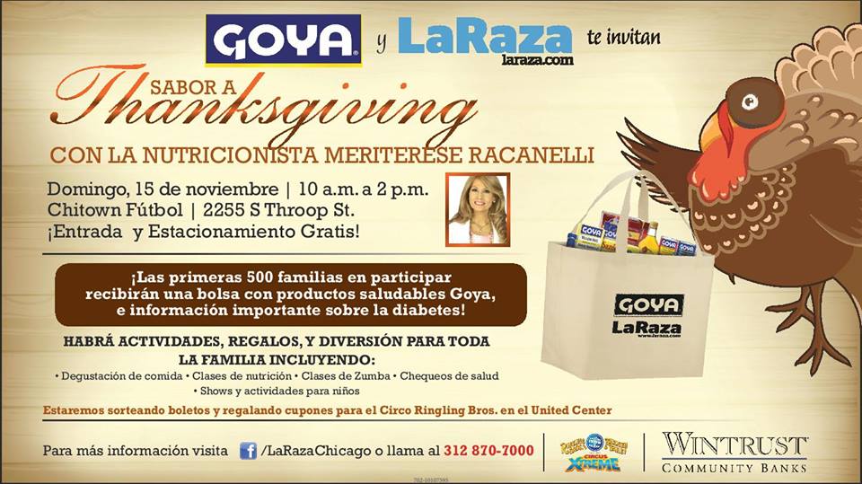 Las primeras 500 familias que asistan, se les dará canastas con alimentos,domingo 15 de Noviembre en Chitown