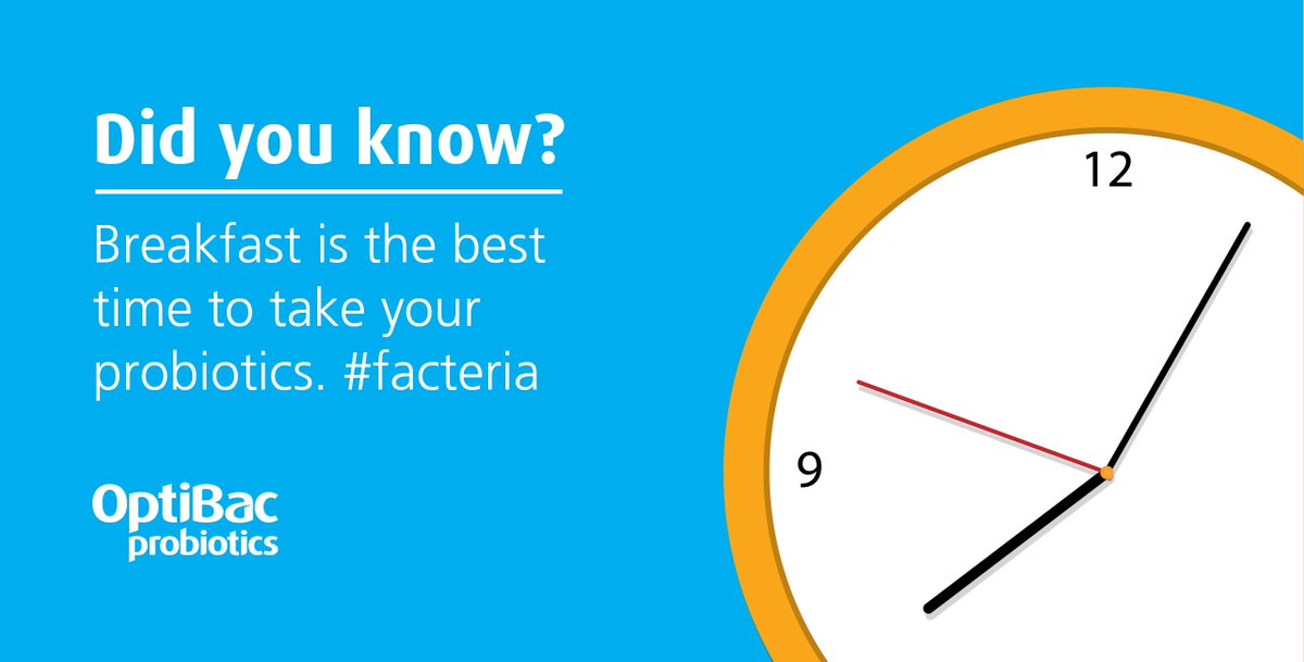 OptiBac's tweet photo. Take your probiotics in the morning with breakfast, it's when your stomach is at it's most neutral. #facteria https://t.co/wJ05FeiSnT