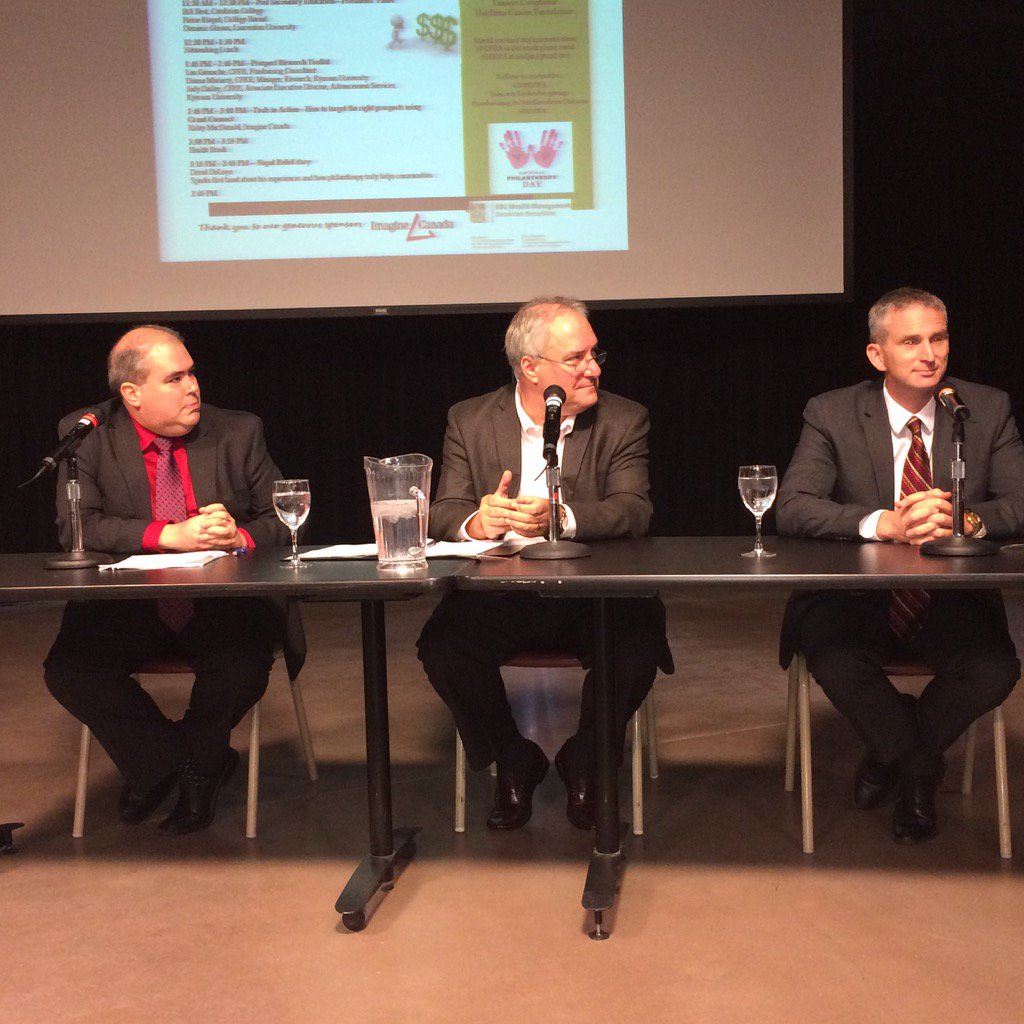 Welcome to <a href="/Dominic_Giroux/">Dominic Giroux</a> and <a href="/P_Riopel/">Pierre Riopel</a> and @cambrianprez sharing wisdom with Northeastern Ontario fundraisers!