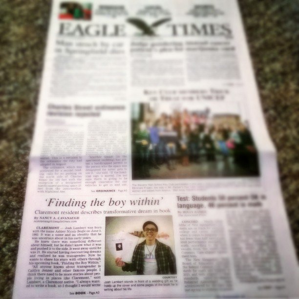 JoshuaDLambert1's tweet photo. 5 years ago you never would have convinced me that a story about a #transguy would make #frontpage in #ClaremontNH! https://t.co/AlHUsxDDey