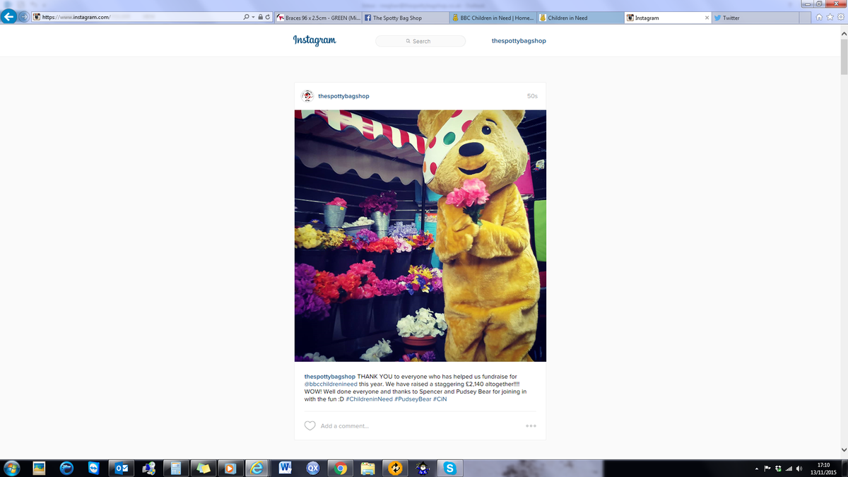 THANKS to everyone who has helped us fundraise for @bbcchildrenineed this year. We have raised £2140! #CiN :D