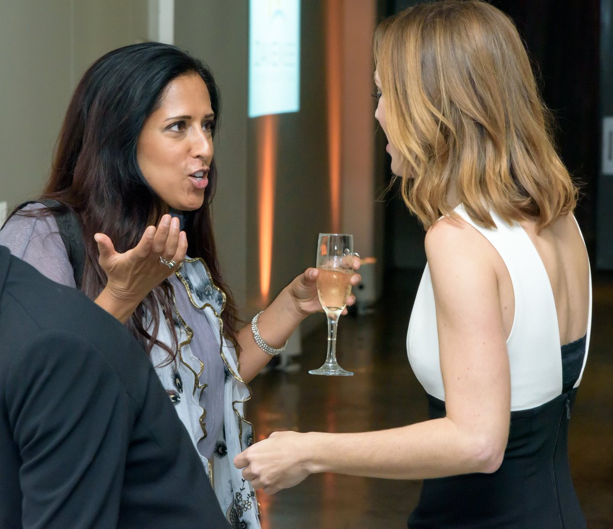 MC @seemaiyeresq  <a href="/shiftmsnbc/">shift by msnbc</a> + board president <a href="/starlingomars/">Starling Marshall</a>  at the cocktail reception for our #StarryNightGala