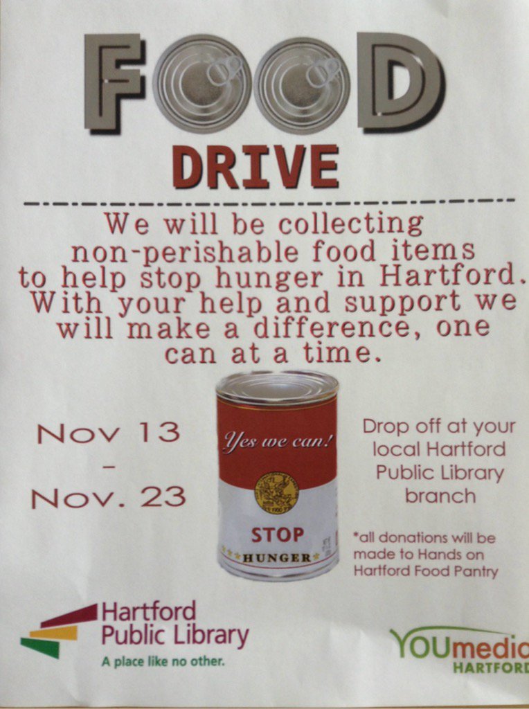 YOUmediaHPL's tweet photo. Our awesome YOUmedia Advisory Council is hosting a food drive to support those in need. #ymhpl #hplct #hartford https://t.co/p2OazNXwPw