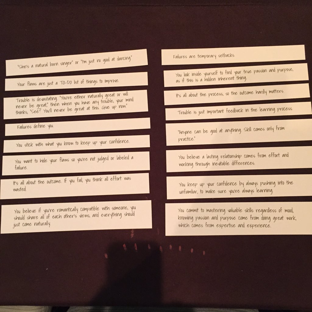 racollins98's tweet photo. Can you tell which column is "Fixed Mind-sets" and which is "Growth Mind-sets"? #CAST2015 #castMindset https://t.co/zGon74GfVj