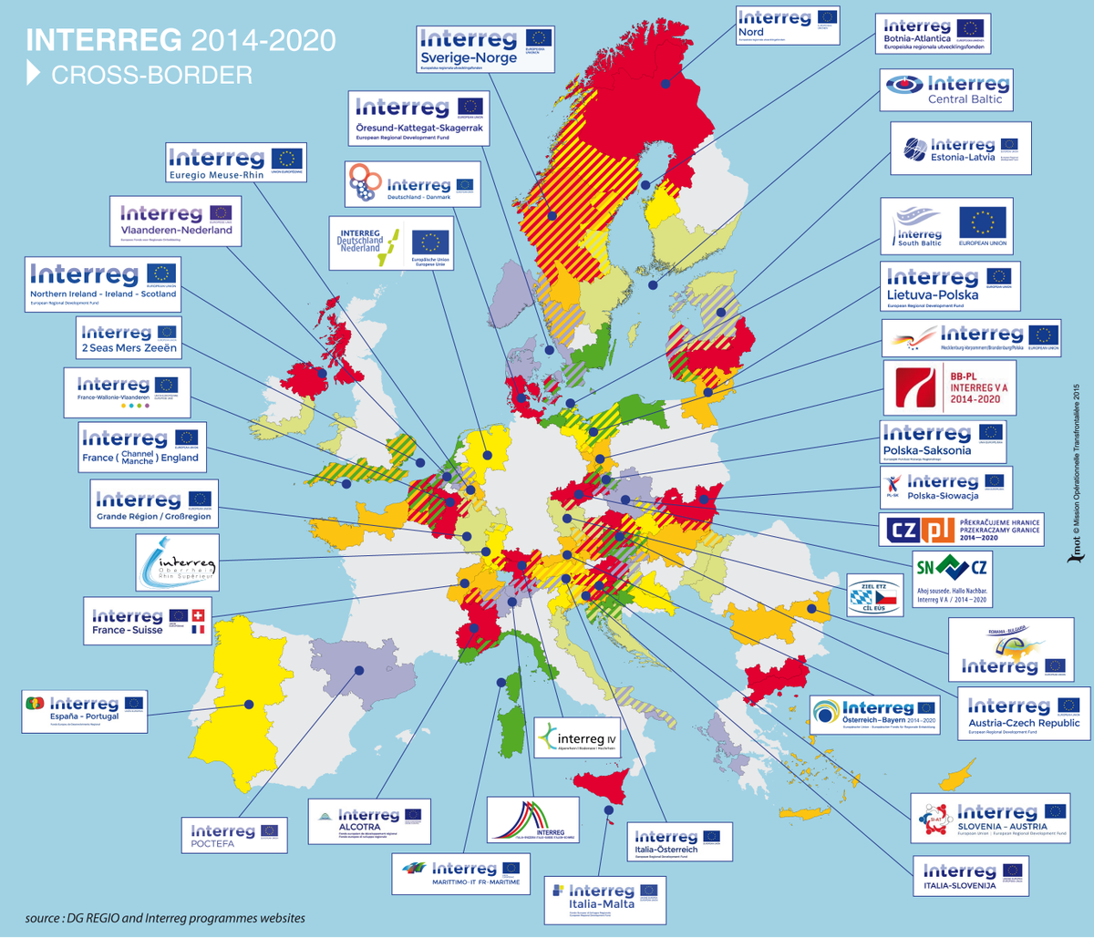 reseauMOT's tweet photo. Carte européenne des programmes transfrontaliers #Interreg 2014-2020 #EUCB #Interreg25 #communication #Europe #FT https://t.co/yd8sQQVWN1