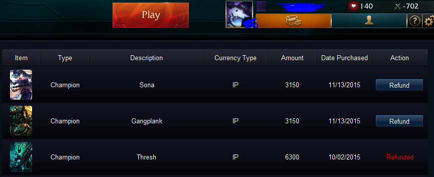mjiranzom's tweet photo. Refund on LoL of 6300 with 2000 or so  and purchased Gangplank and Sona. Balance: -703. What?? @lol_spain @loleu https://t.co/L1VFijaGaE