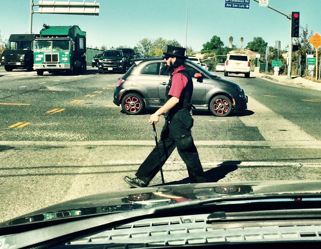 MattSerletic's tweet photo. When a #devilishlybearded guy in #tophat &amp; #cane crosses ur path on #Fr1Day13 is it #badluck? https://t.co/lBDpVn0Tjd