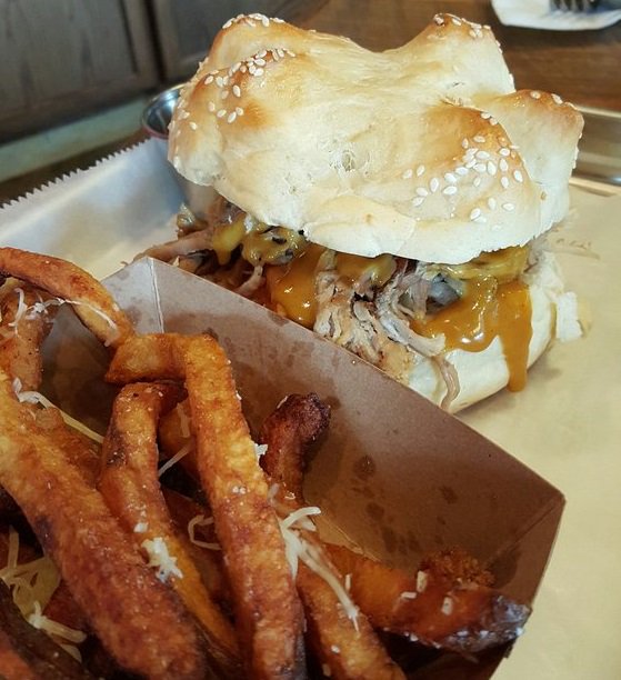 tableKY's tweet image. Order the Smoked Pork sandwich with fries. (Photo Credit: Lily P.) #Delicious #Lunch #TableKY
