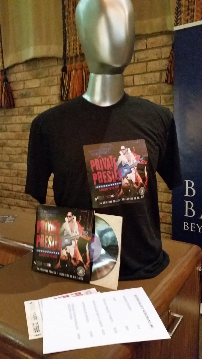 TheatreSceneCpt's tweet photo. Loving @BovimBalletSA merchandise as much as the AMAZING #PrivatePresley at @BaxterTheatre. Book at @Computicket! https://t.co/RpeNCRAmXt