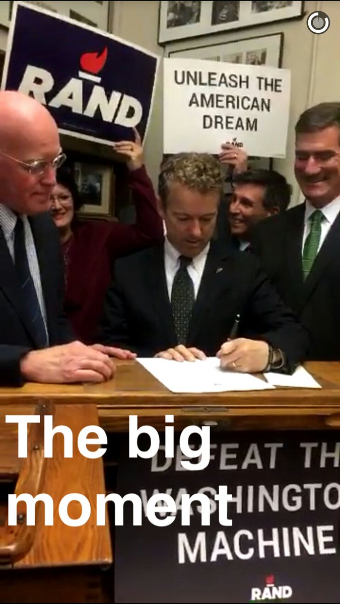 ABCPolitics's tweet photo. Follow ABCPolitics on @Snapchat as @TheBradMielke snaps from @RandPaul's filing in New Hampshire: https://t.co/UMZfQXeGDw