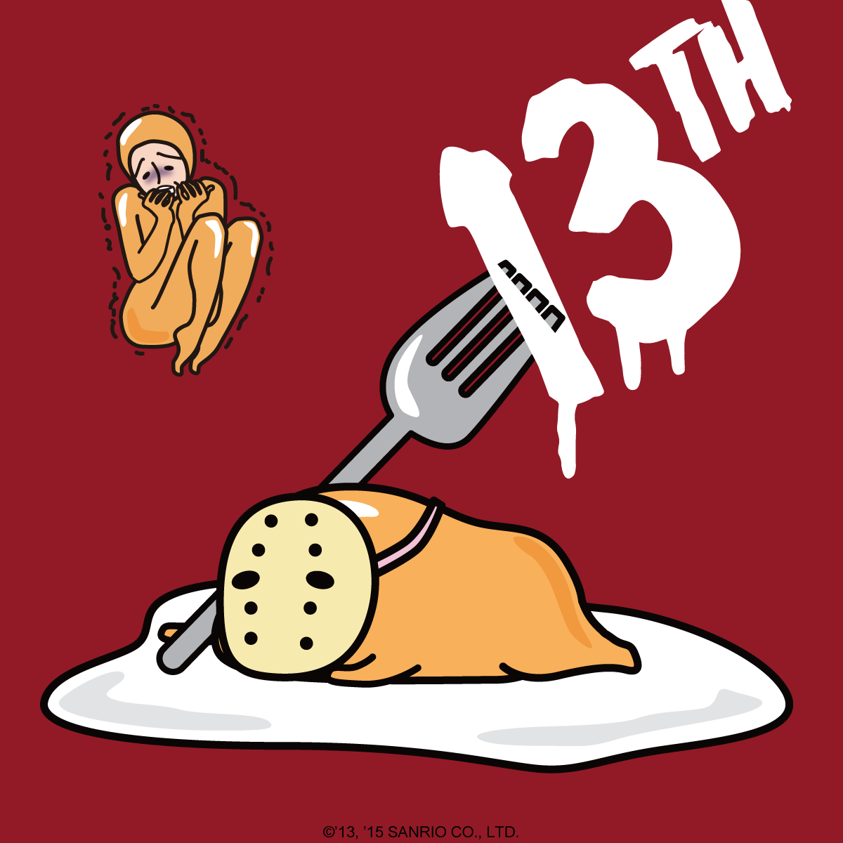 sanrio's tweet photo. Fried egg the 13th... 

#friday13th https://t.co/FPwqX8MccW