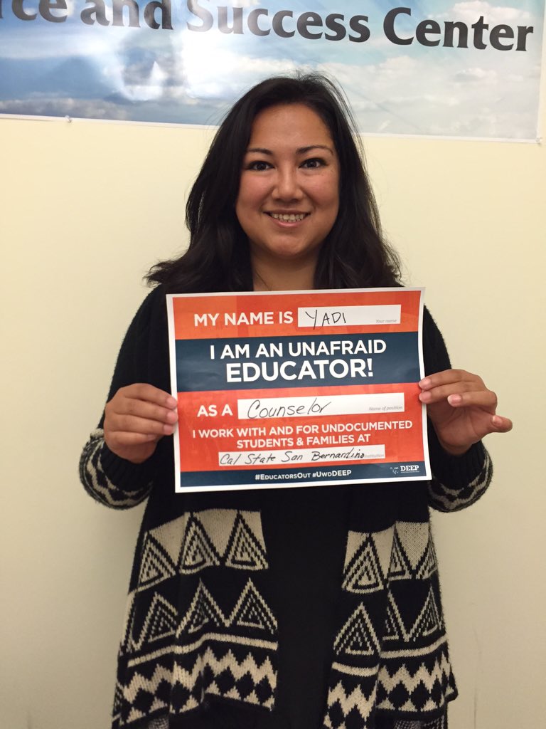 UndocuAdvocates's tweet image. Proud to be a part of a campus supportive of its undocumented students! We love #csusb! #EducatorsOut #csusbsmsu