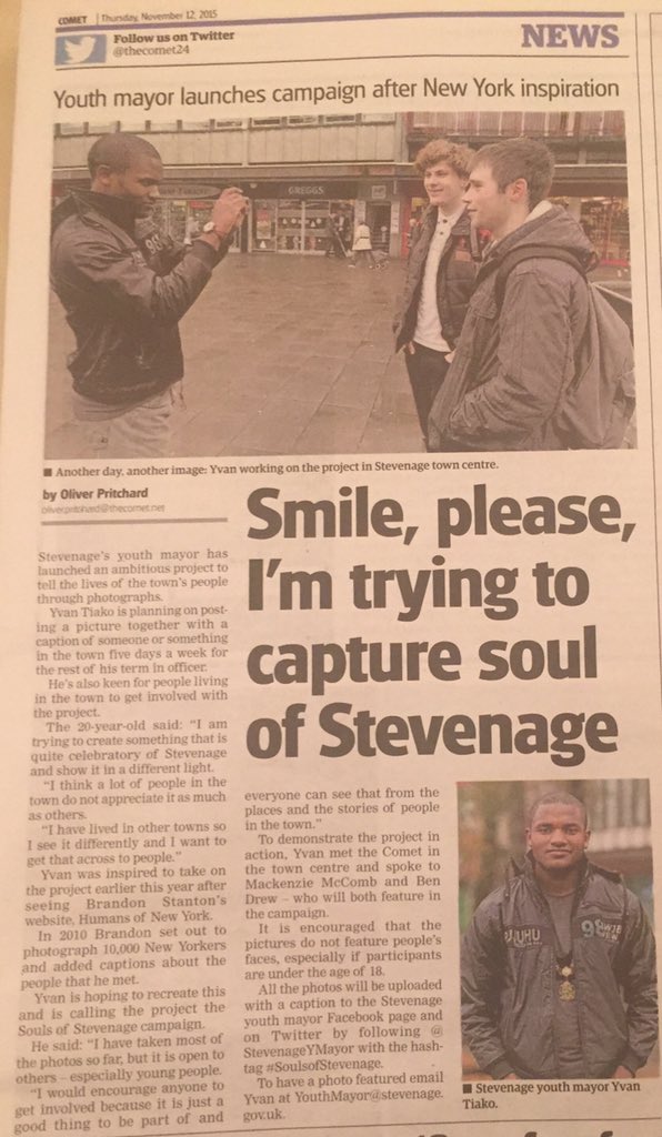 WhatSusanDid's tweet photo. Enjoying ex-@Davinci_school student Yvan, @StevenageYMayor's #SoulsofStevenage project on his Youth Mayor FB page. https://t.co/6jdq1sdtX9