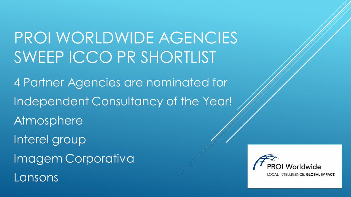 #PROI"s <a href="/LansonsLatest/">Lansons | Team Farner</a> <a href="/InterelBelgium/">Dentons Global Advisors Interel Belgium</a> @ICdigital <a href="/atmospherecomms/">Atmosphere Comms</a> 
nominated <a href="/ICCOpr/">ICCOpr</a> Independent Consultancy of '15