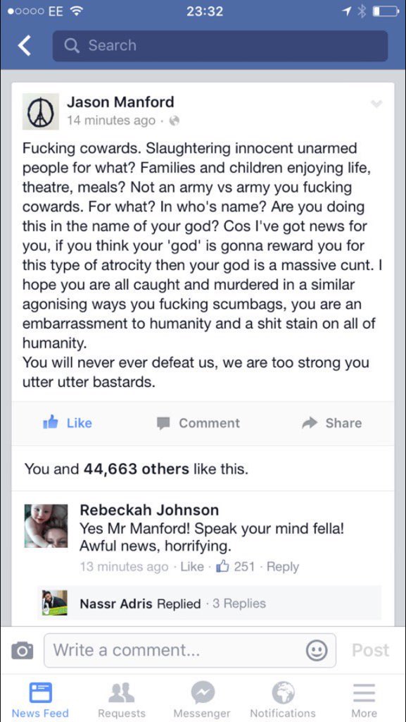 Jason Manford hit the nail on the head..#prayforparis