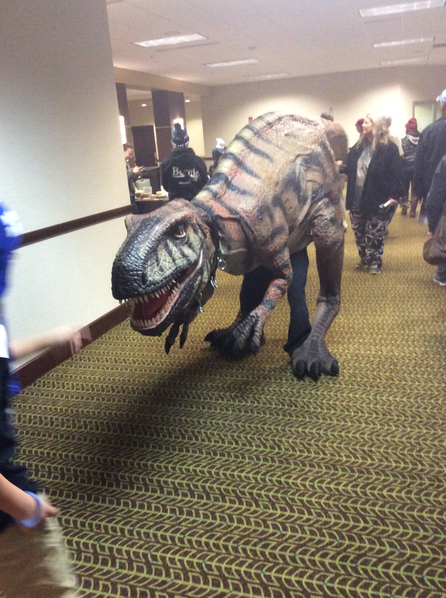 pzmyers's tweet photo. Dinos stalk the halls of #Skepticon! https://t.co/eF1IhPAwEB