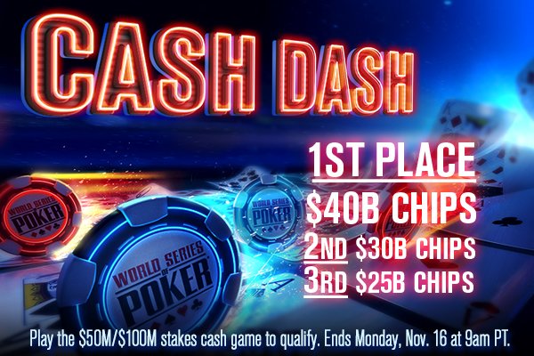 WSOP_Game's tweet photo. Kickstart your weekend with poker! Hit the Cash Dash table and win up to $40B.

RT &amp; Claim ➡ https://t.co/p4hytp5Vts https://t.co/KYUa1qtARx