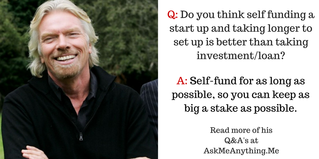 askmeanything50's tweet photo. Richard Branson @richardbranson recommends you to self fund your startup: https://t.co/YWx6bnlHPt https://t.co/mN48ZnHzsN